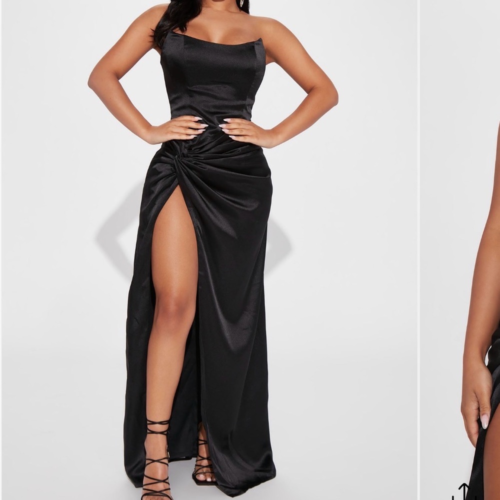 Fashion Nova Black Satin Dress
